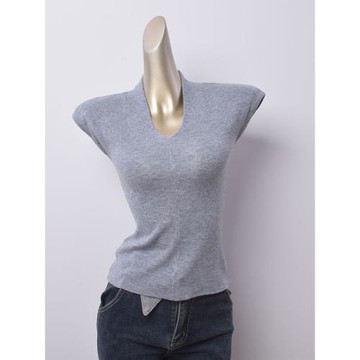 絕美氣質款~法式v領短袖針織t恤女春夏季新款修身顯瘦高級感上衣