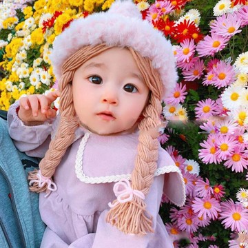 0一1歲嬰兒帽子幼兒假發帶辮子帽女寶寶公主可愛女孩春秋薄款冬季
