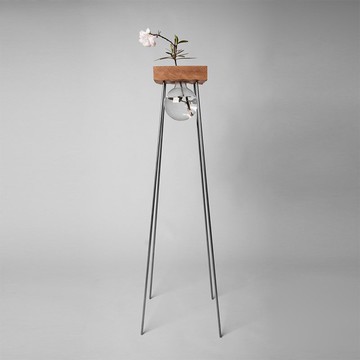 北歐個性紅橡落地式花架創意簡約玻璃花架不規則藝術花缽70-SFY 保售後