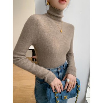 一線成衣無縫羊絨高領針織打底衫女修身顯瘦氣質通勤簡約毛衣秋冬