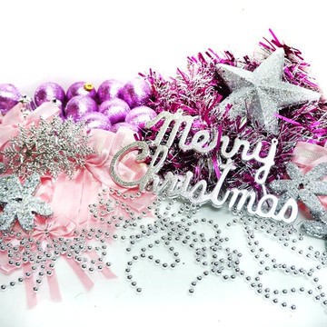 摩達客 聖誕裝飾配件包組合~銀紫色系 (4~5呎樹適用)(不含聖誕樹)