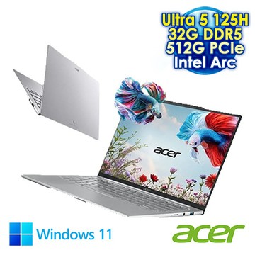 ACER Swift Air SFA14-71M  14吋AI輕薄筆電 (2.8K OLED/Intel Core Ultra 5 125H/32G DDR5/512G PCIe