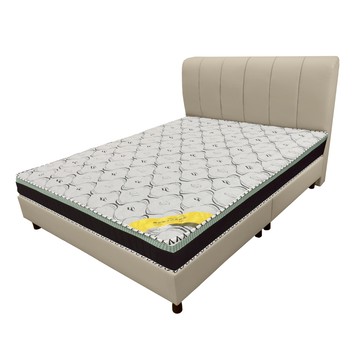 IHouse-貝殼波堤 雙人5尺(貓抓皮床頭片+高腳床架+石墨烯床墊)-房間三件組/床組奶杏仁#627-02