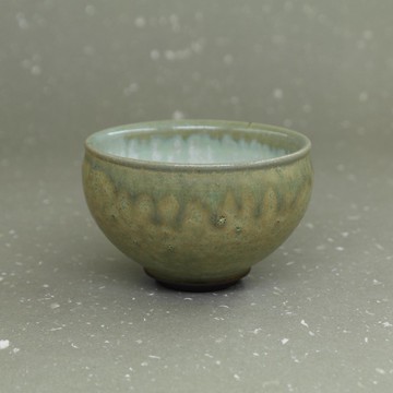 綠灰釉拉坯茶盞 品茶杯 手作陶器 茶道具