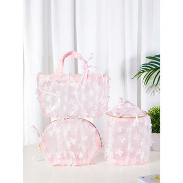 日系收納化妝包透明防水便攜大容量2025新款粉色收納旅行洗漱包