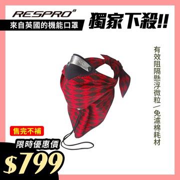英國 RESPRO BANDIT 過濾PM2.5領巾式口罩( 紅菱格 )