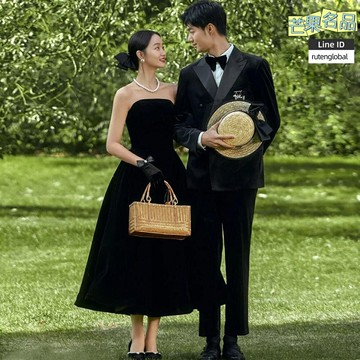 【法式復古赫本】婚紗 輕婚紗 外景婚紗 拍照婚紗 黑色婚紗 抹胸婚紗 中長款 影樓主題攝影 旅拍必備 氣質顯瘦