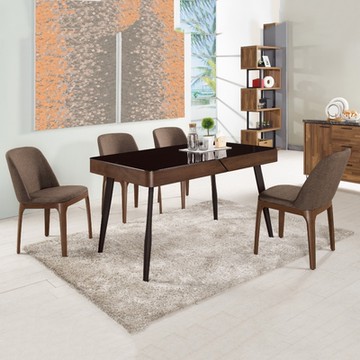 MUNA家居   蓋文4.5尺玻璃餐桌椅組/1桌4椅   135X80X75.5cm