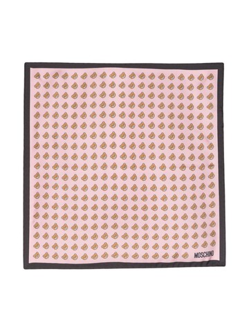 Moschino - Teddy Bear-print organic silk pocket square - unisex - Organic Silk - One Size - Pink