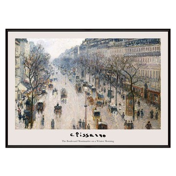 菠蘿選畫所 畢沙羅 冬日早晨的蒙馬特大道 留白版 AVAR5774B  70 x 50cm  黑色