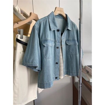 小個子短袖牛仔外套女2025夏季新款休閑洋氣短款襯衣開衫薄款上衣
