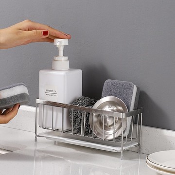 臺面304不銹鋼瀝水架廚房多功能水槽抹布置物架子洗碗海綿收納架