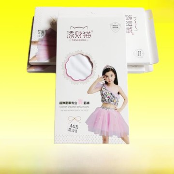 添財貓8881兒童面膜專業舞蹈連褲襪春夏薄款白色絲襪女童超彈耐磨
