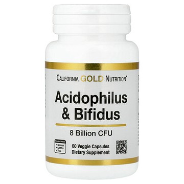 California Gold Nutrition, 含 NCFM、乳酸雙歧杆菌和長雙歧杆菌的 NCFM 和雙歧杆菌、益生菌混合物，80 億 CFU，60 粒素食膠囊