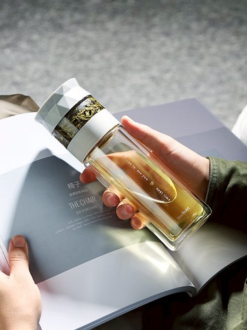 高顏值韓版茶水分離玻璃杯雙層網紅ins泡茶杯水杯男個性創意杯子