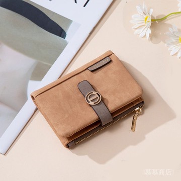 ✨可開發票#2025新款磨砂折疊短款女士錢包小衆設計簡約時尚學生錢夾卡包純色#免運