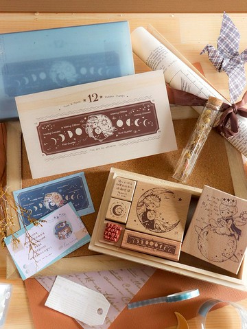 宇宙仙子月象 / 樹木精靈氣候 木盒印章