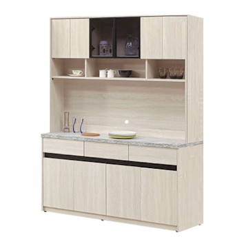 文創集 達斯5尺鋁框玻璃高餐櫃組合-151x40x201cm免組