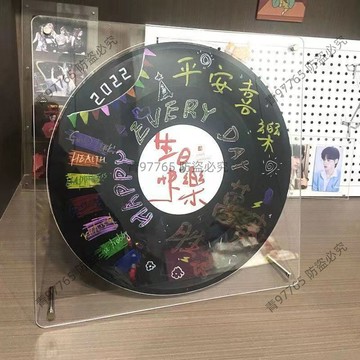 黑膠唱片展示架 圓形亞克力收納架 3層組合結構設計 雙層覆膜防刮痕 桌面擺放 CD 碟片收藏架 5-12寸多規格適用
