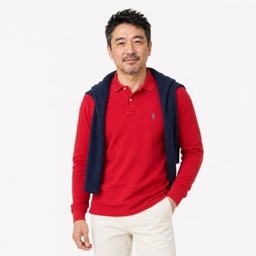 Polo Ralph Lauren RL 熱銷刺繡小馬長袖POLO衫-紅色