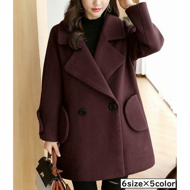 コート ピーコート Pコート レディース アウター ミディアム丈 ハーフコート 2列ボタン ダブルボタン 袖ボタン 両サイドポケット 丸ポケット バッ 通販 Lineポイント最大0 5 Get Lineショッピング