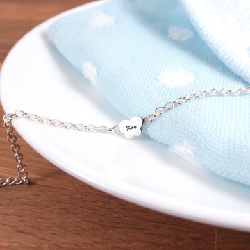 ART64 純銀 雙面刻字 優雅蝴蝶 兒童手鍊 925純銀 (客製化訂製 新生兒 彌月禮物 親子銀飾)