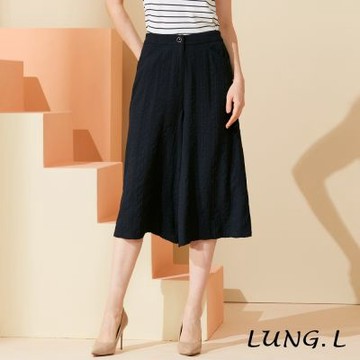 LUNG.L林佳樺 藍色暗條紋泡泡布九分裙褲 LP48E