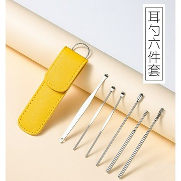 掏耳挖耳勺六件套組、不锈鋼耳勺挖耳勺、耳朵采耳專用工具套装