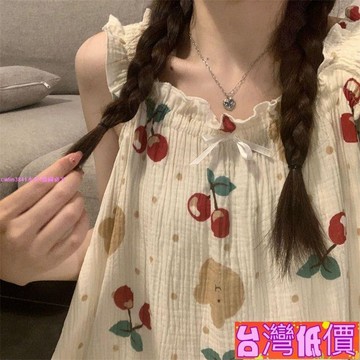 悅裳💎台灣免運💎底價大碼睡衣【4.5萬人好評】甜美吊帶睡衣女夏天嬰兒棉睡裙加肥加大碼寬松長裙200斤可穿睡衣