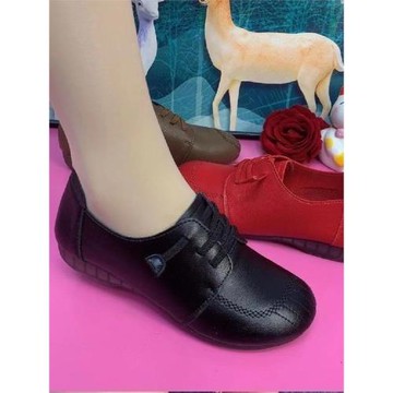 真軟皮單鞋女2025春秋季新款媽媽鞋跳舞舞鞋防滑女士鞋中老年單鞋