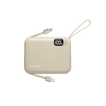 MYCELL Mini Air 20W PD 10000mAh 自帶線可拆全協議閃充行動電源/奶茶 （已標示37Wh）使用特斯拉級電池_廠商直送