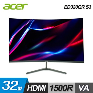 【Acer 宏碁】ED320QR S3 32型 1500R 曲面電競螢幕【三井3C】
