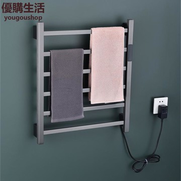 優購生活~110v德國槍灰色衛生間恒溫烘干加熱浴巾置物架浴室黑色智能電熱毛巾架電熱毛巾架不鏽鋼恒溫烘幹架掛架收納架浴室置物架毛巾桿掛衣桿