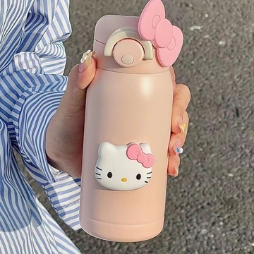 保溫杯🎀 kitty貓不銹鋼保溫杯女生高顏值小巧便攜吸管保冷保熱學生水杯