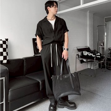 【20ss_select】混亞麻韓系套裝 素面襯衫 韓系穿搭 男生襯衫 長褲 襯衫 短袖襯衫 亞麻套裝 男生套裝 穿搭