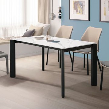 Boden-德里4.7尺工業風白色岩板餐桌/休閒工作桌-140x80x75cm