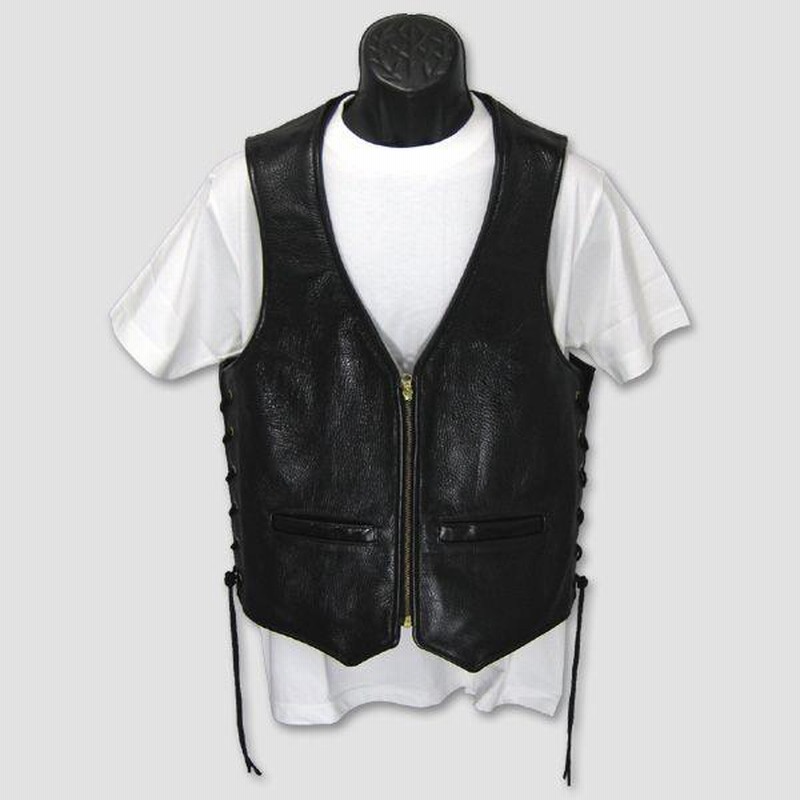 Vanson レザーベスト“Zippered Vest with lace-up sides ” | LINE