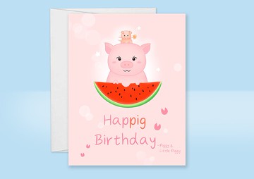 豬卡片 小豬生日卡 可愛生日卡