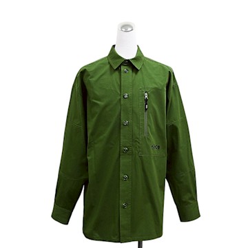 KENZO Boke Flower 2.0印花LOGO厚棉府綢Oversize長版長袖襯衫(男款/卡其綠)