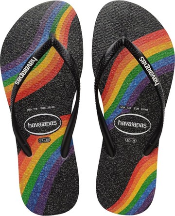havaianas 哈瓦士 巴西人字拖 女款 Slim pride 黑底彩虹 涼鞋 拖鞋 夾腳拖 海灘鞋【南風百貨】