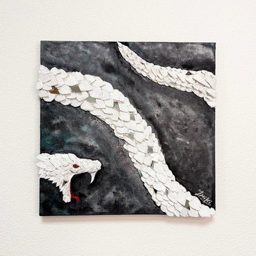 原畫 創作畫 壓克力畫 龍蛇 24×24cm