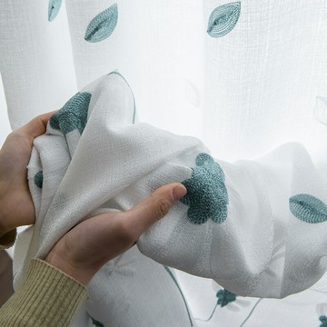 加厚亂麻窗紗透光不透人繡花隱私紗窗簾美容院隔斷簾臥室客廳朦朧