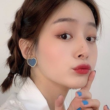 925銀針 牛仔藍個性爱心 耳飾