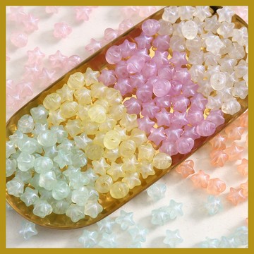 （10個/包）半透明閃金細紋亞克力五角星珠子 diy手作 手鏈項鏈飾品配件 串珠 串珠材料 串珠材料包 珠珠材料 手串材