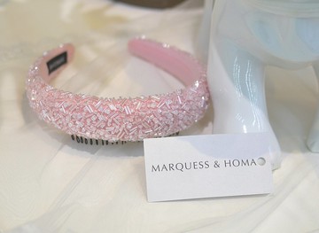 手工縫珠滿版 寬版髮箍 法式 髮飾