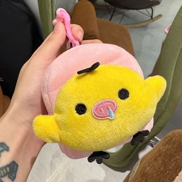 🐱‍🚀臺灣出貨💖可愛毛絨鼻孔雞小書包零錢包女學生耳機包掛件軟妹包鑰匙包收納包