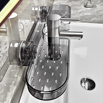 吸盤洗漱臺置物架壁掛免打孔衛生間浴室鏡前洗手池水龍頭收納掛架