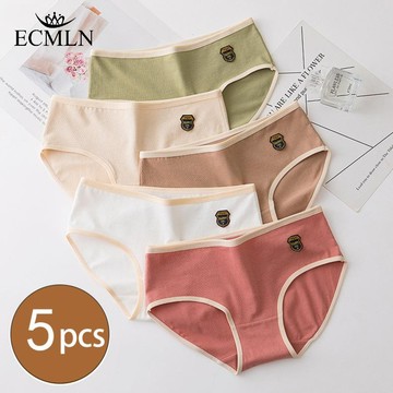 ECMLN 5 件/套無縫女式內褲韓式糖果色可愛內褲女士女孩柔軟透氣內衣