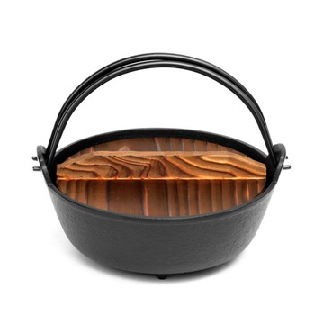 岩鑄 南部鐵器 深型鐵鍋16cm 附木蓋 日本製