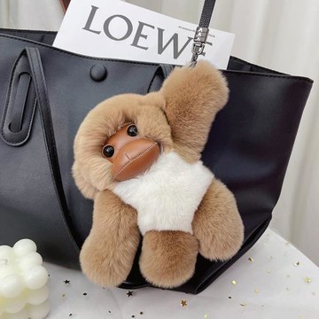 真獺兔毛幸運小猴子長臂猴包包掛件汽車鑰匙后視鏡毛絨掛飾禮物
